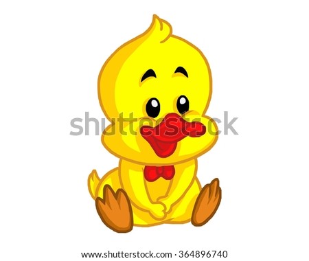 yellow baby cute duckling mascot cartoon character