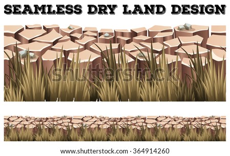 Seamless dry land with grass illustration