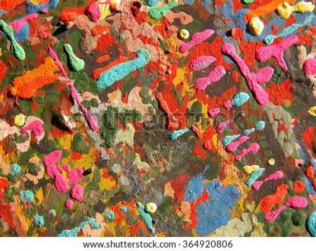 Texture of abstract smears of bright fluorescent gouache. 
Background, texture.