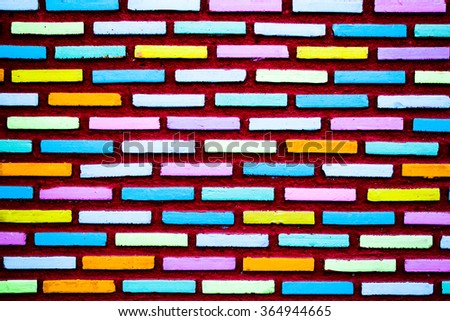 Brick wall painted full color