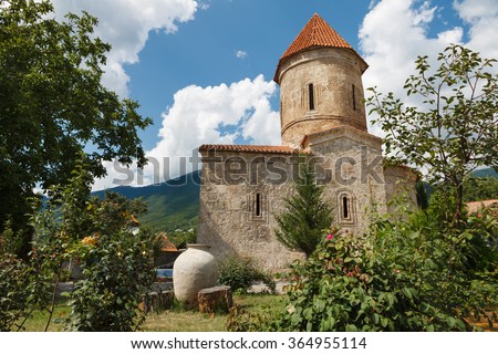 Old Albanian church temple in Kish province of Azerbaijan Royalty-Free Stock Photo #364955114
