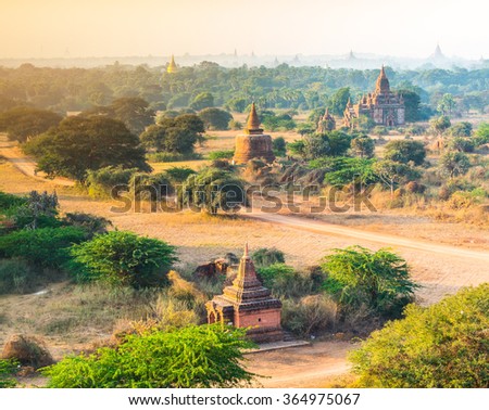 Group of the ancient pagodas in Bagan, Myanmar