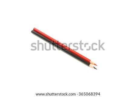 Red and Black Pencil isolated on over white background