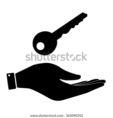 Key in hand icon, care symbol vector illustration. Flat design style