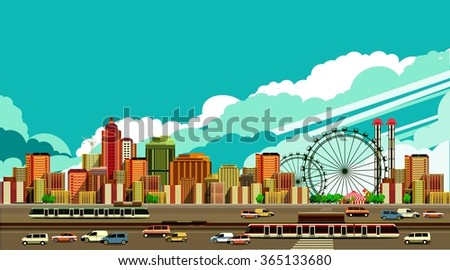 vector illustration big city panoramic view on a white background