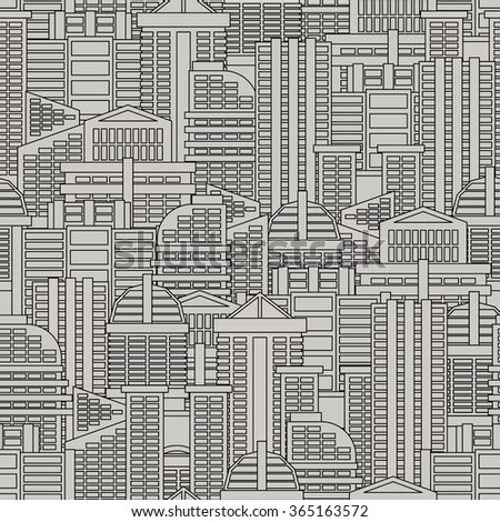 City seamless pattern. background of buildings and skyscrapers. Texture of metropolis of gray