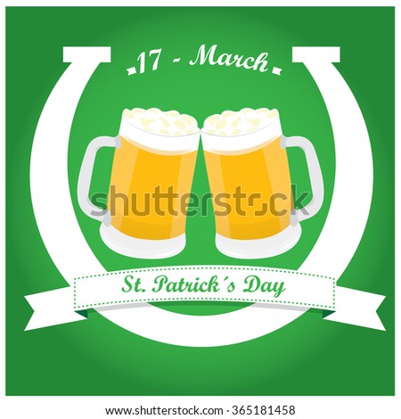 Colored background with text and beers for patrick's day