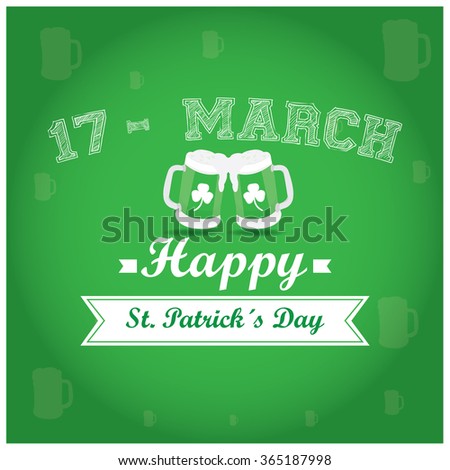 Colored background with text and beers for patrick's day
