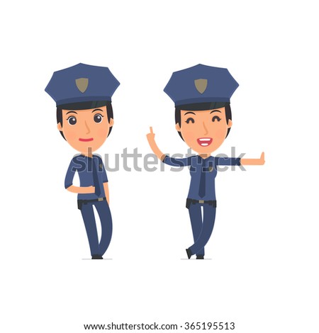 Smart and Funny Character Constabulary leaned against the wall and shares information. for use in presentations, etc.