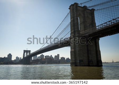  The Brooklyn Bridge and Brooklyn skyline, New York City