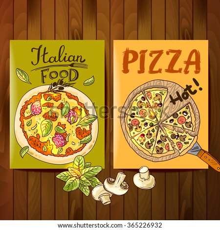 Beautiful hand drwan vector illustration cooking pizza for your design