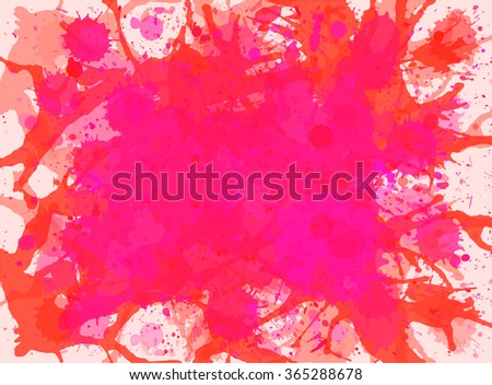 Vibrant bright pink watercolor artistic splashes background, horizontal format.