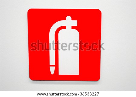 A fire extingisher sign isolated on a white background