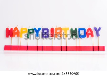 Happy birthday candle on white background