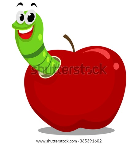 Vector Illustration of Worm inside the Apple