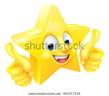 Cartoon star emoji emoticon mascot character giving thumbs up