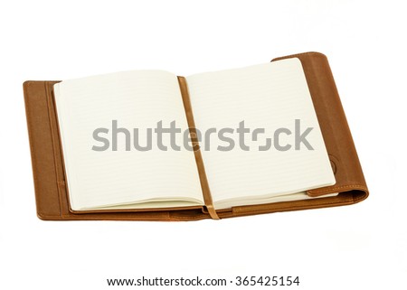 Planner or diary notebook on white background. 