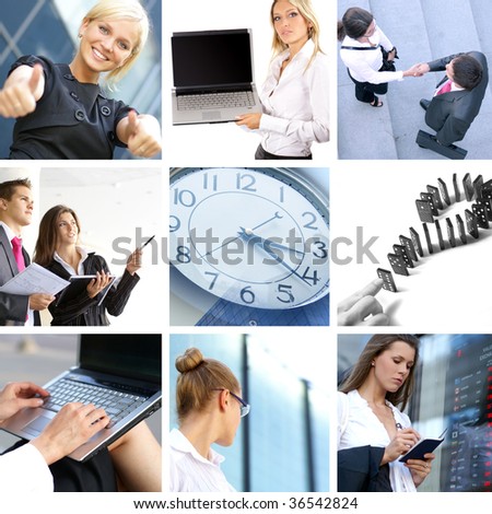 Business collage made of nine business pictures