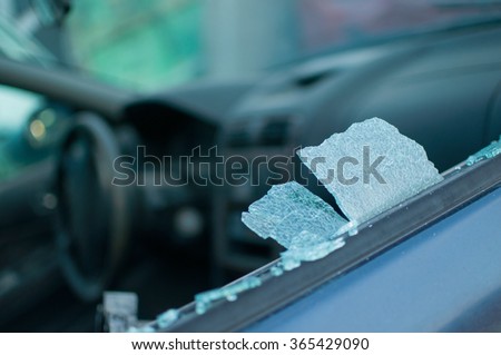 window broken car after a traffic accident Royalty-Free Stock Photo #365429090