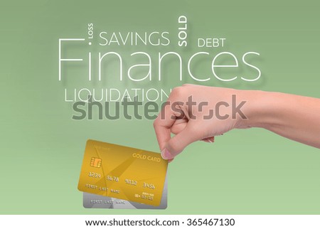 Business text on green background with two credit card