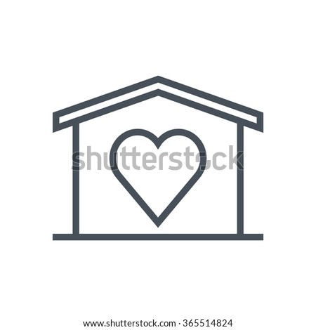 Home sweet home, valentines day house icon suitable for info graphics, websites and print media. Vector, flat icon, clip art.