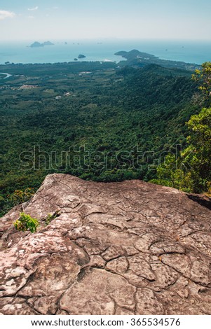 Landscape from view point on the mountain. View from Tab Kak Hang Nak Nature Trail in Krabi, Thailand