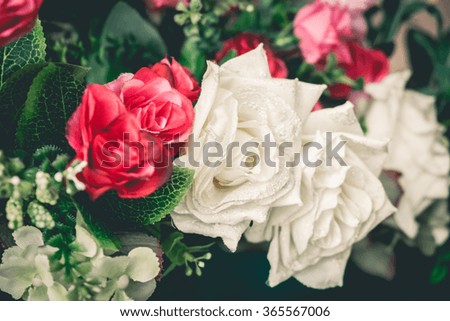 Close up colorful bunch of beautiful flowers.Vintage or retro tone