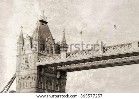 Vintage image of Tower Bridge in London