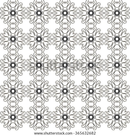 Hand-drawn stylized graphic abstract black and white seamless pattern.