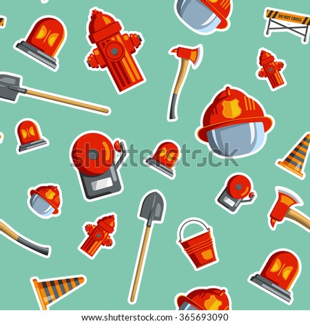Color seamless pattern firefighter equipment.