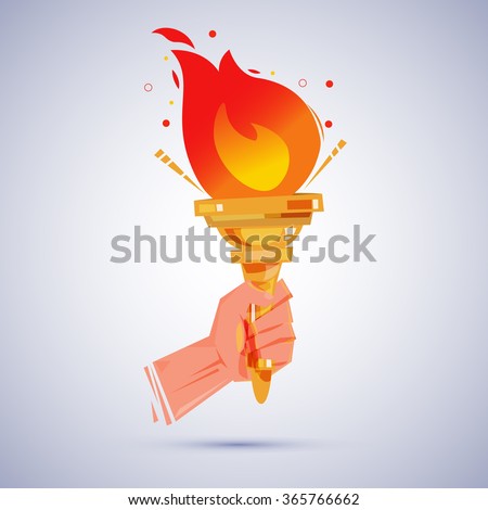 Hand with flaming torch. victory and hornor concept - vector illustration 