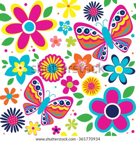 spring pattern with cute butterflies suitable for gift wrap or wallpaper background 