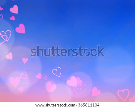 Pink and Purple Abstract Blur Background with Red Hearts, Free Space for Text