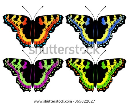Set from four vector butterflies. Illustration made in EPS 10.