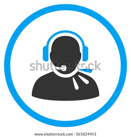 Operator Message vector icon. Style is bicolor flat circled symbol, blue and gray colors, rounded angles, white background.