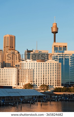 skyline of Sydney with city central business district at sunset