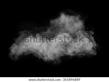 White smoke isolated on black background Royalty-Free Stock Photo #365896889