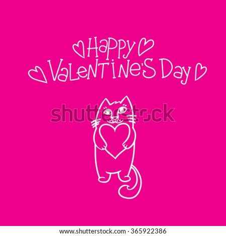 Cartoon greeting card. Happy Valentine's Day.