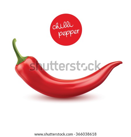 Red chilli pepper isolated on white background. realistic vector illustration Royalty-Free Stock Photo #366038618