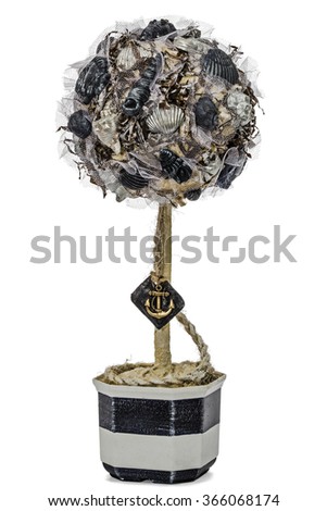 Topiary tree, tree of happiness, decorative tree, isolated on white background