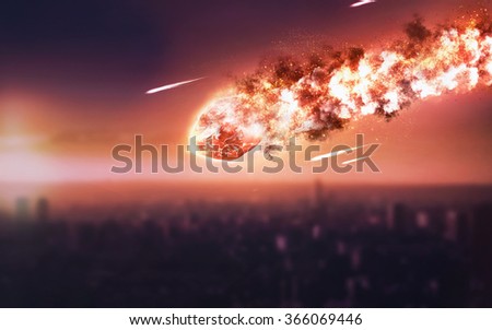 The Falling Meteor Rain. Comet in space, meteor and energy, asteroid glow, powerful star moving. Elements of this image furnished by NASA