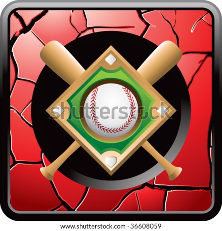baseball diamond on red cracked web button