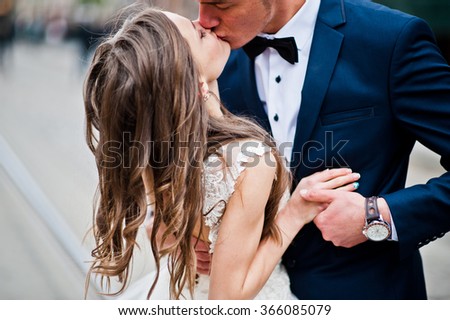 Close up portrait of loved wedding couple