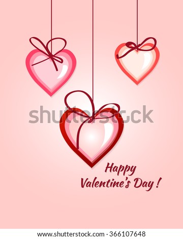 Happy valentines day card, vector, flyer background with hearts. 