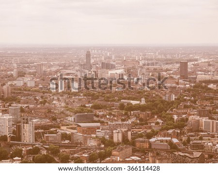 Vintage looking Aerial view of the city of London, UK