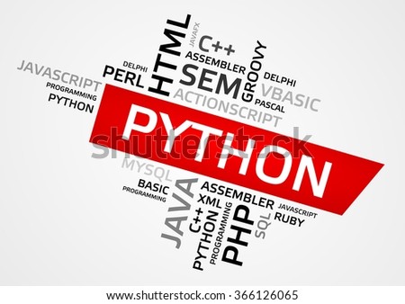 PYTHON word cloud, tag cloud, vector graphics - programming concept