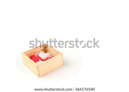 candle heart in box on isolated