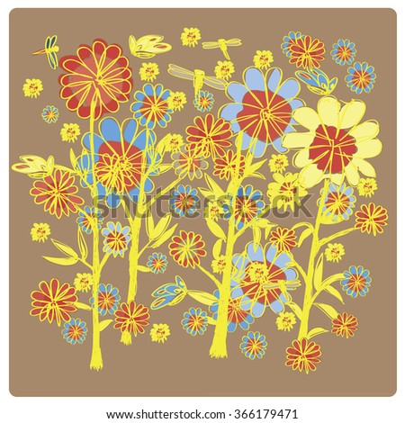 Vector summer flower colorful background