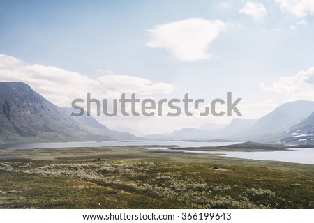 Tundra landscape in northern Lapland, Sweden Royalty-Free Stock Photo #366199643