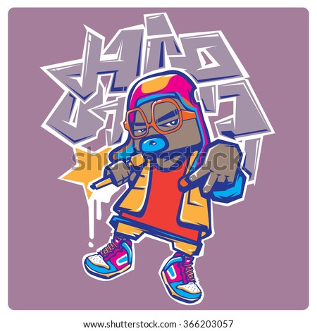 vector american hip hop rapper pop art illustration